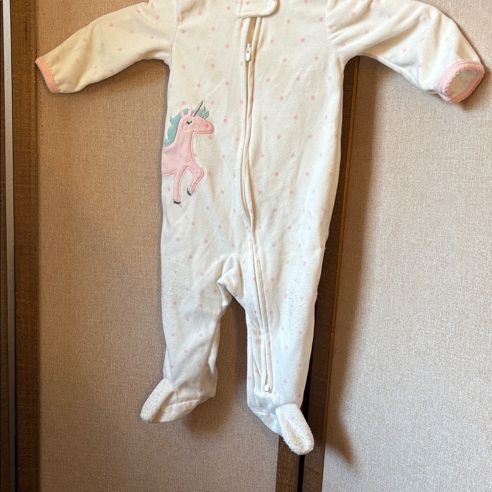 Adorable Carters Fleece Unicorn Kids One Piece 6 Months